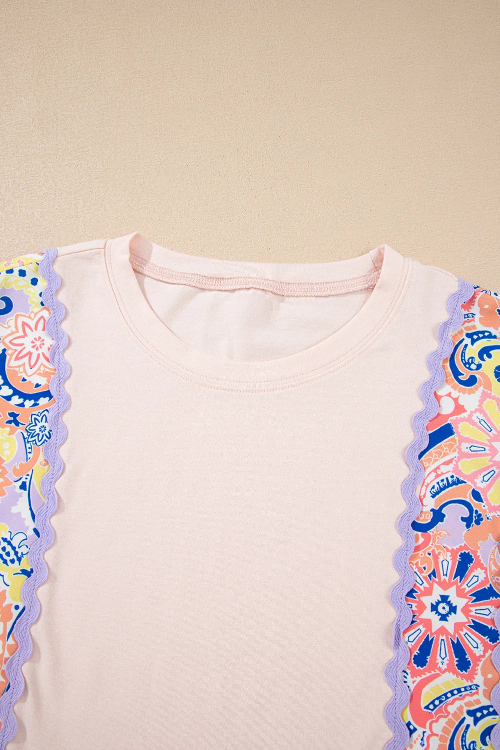 Floral Plaid Patchwork Puff Sleeve Blouse