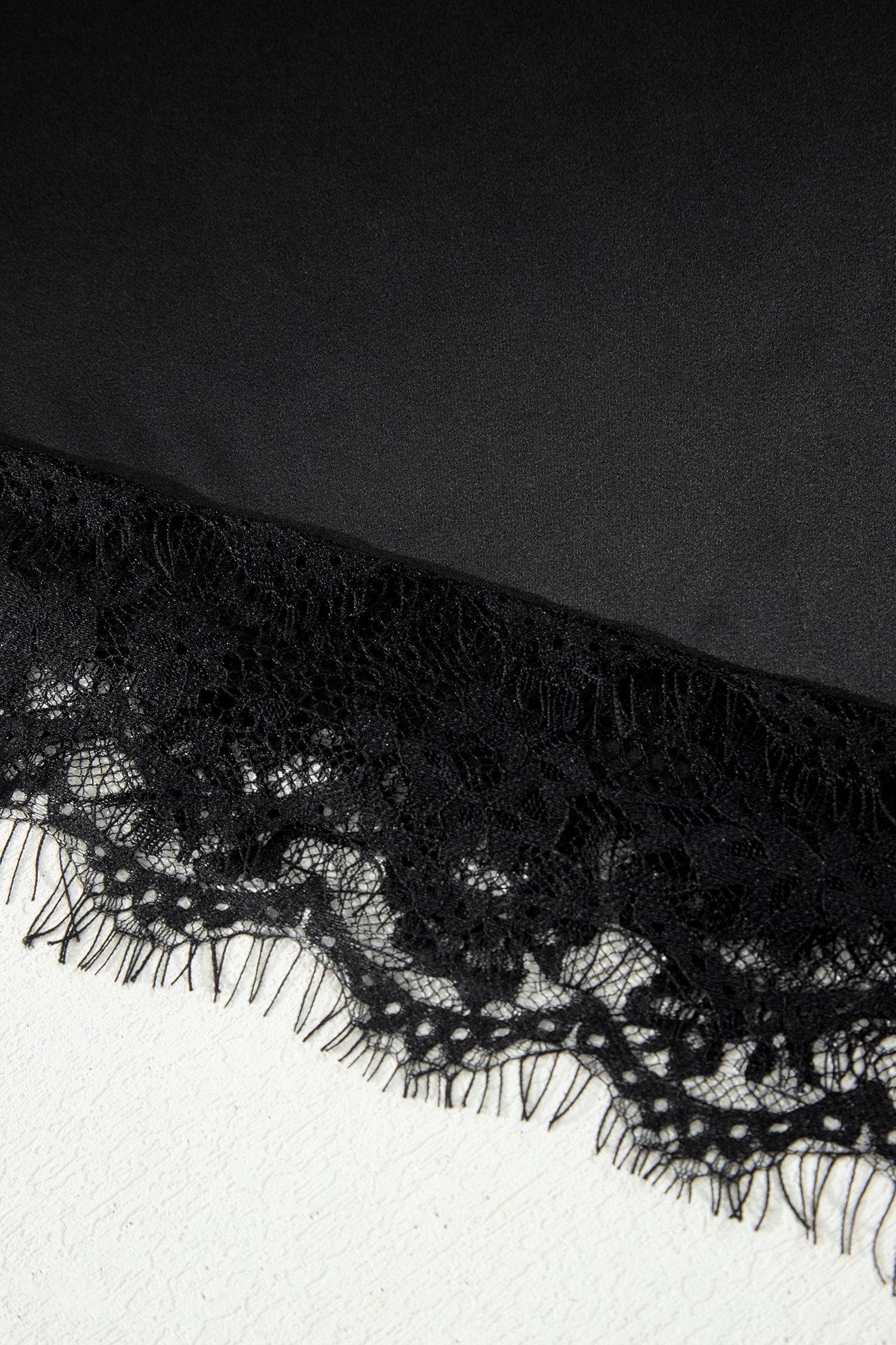 Asymmetric Lace Trim Satin Short Sleeve Top