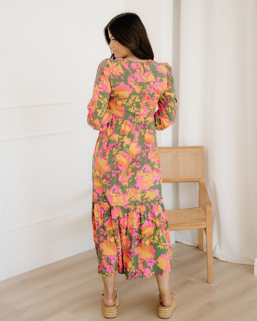Tinsley Floral Puff Sleeve Smocked Bodice Frill Tiered Dress