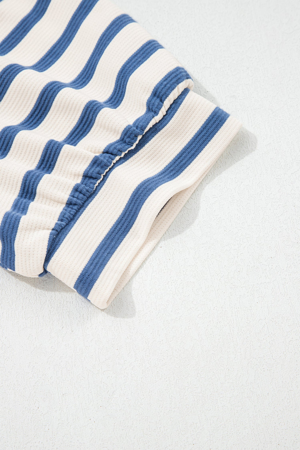 Stripe Colorblock Puff Sleeve Polo Collar Blouse
