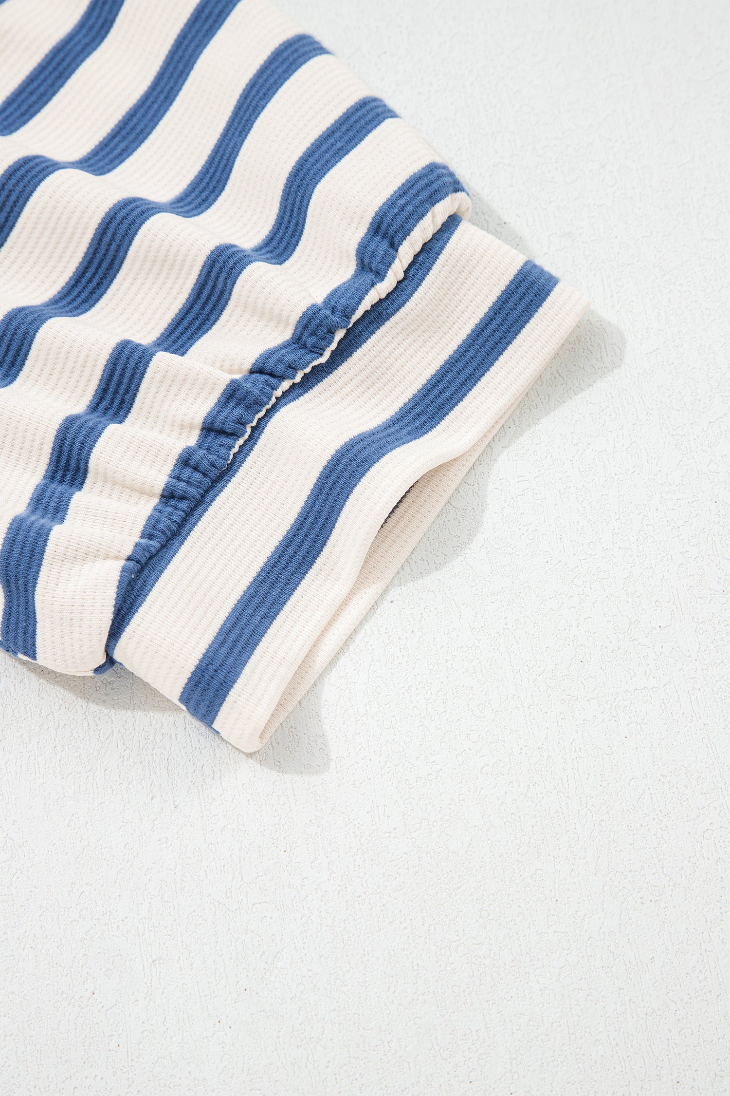 Stripe Colorblock Puff Sleeve Polo Collar Blouse