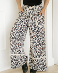 Kahlani Leopard Drawstring Wide Leg Cropped Pants
