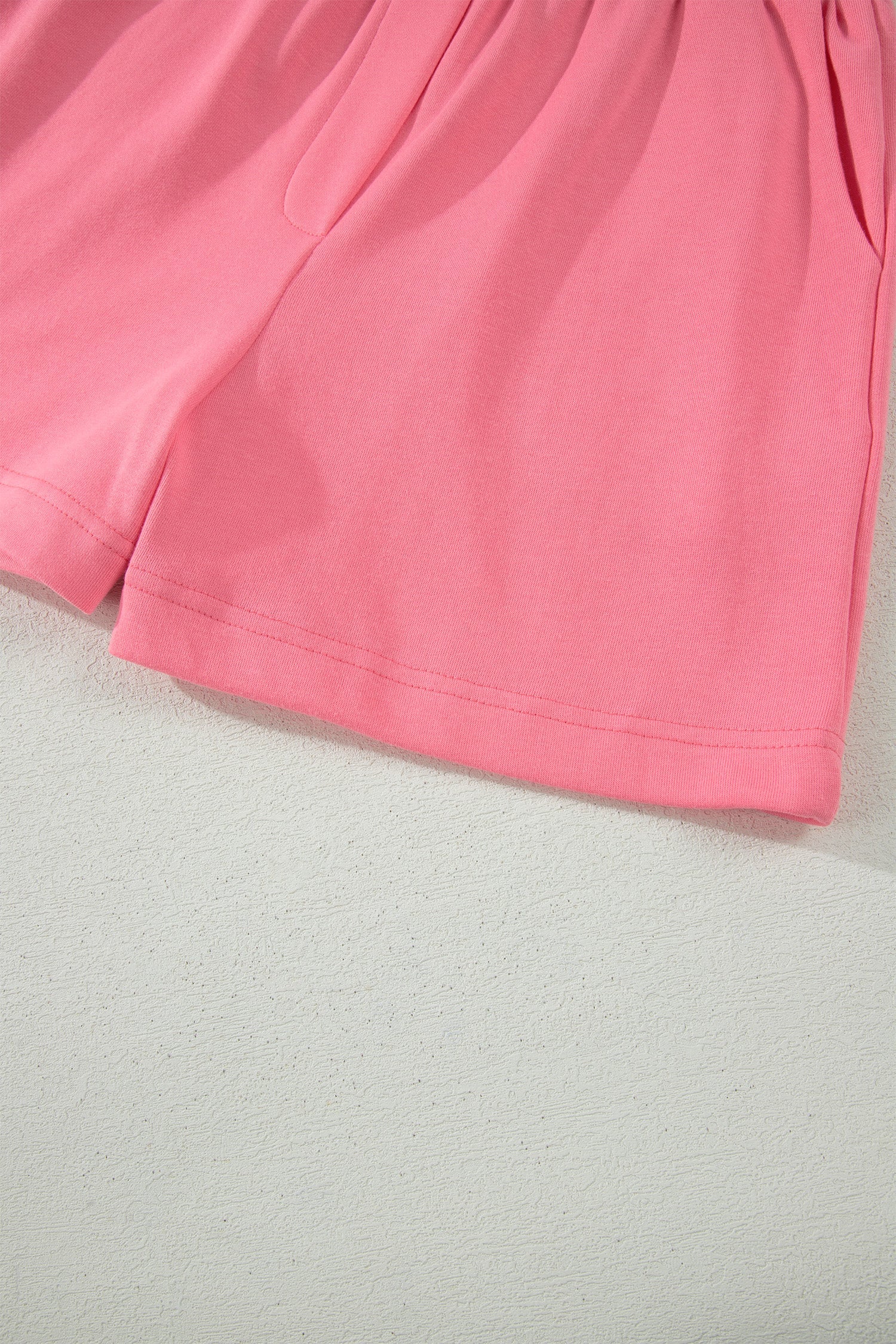 Solid Scalloped Ruffle Half Zip Top & Short Set