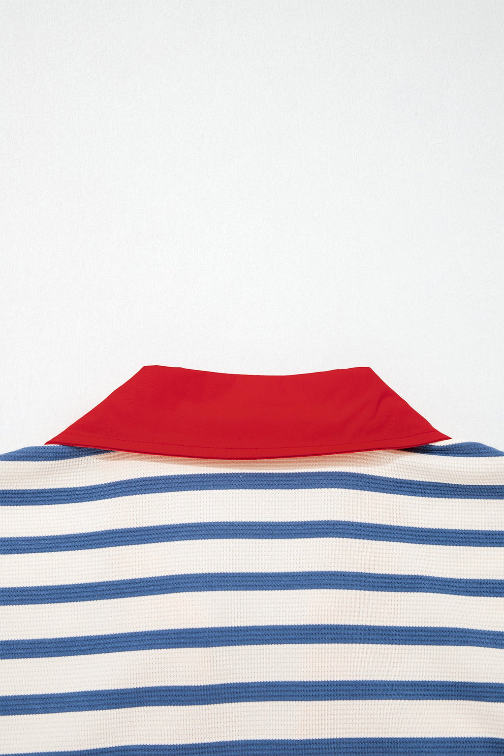 Stripe Colorblock Puff Sleeve Polo Collar Blouse
