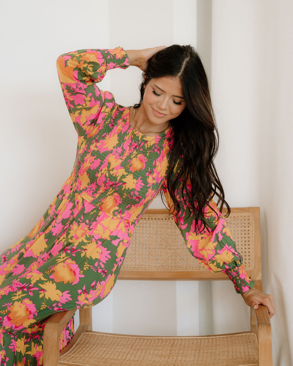 Tinsley Floral Puff Sleeve Smocked Bodice Frill Tiered Dress