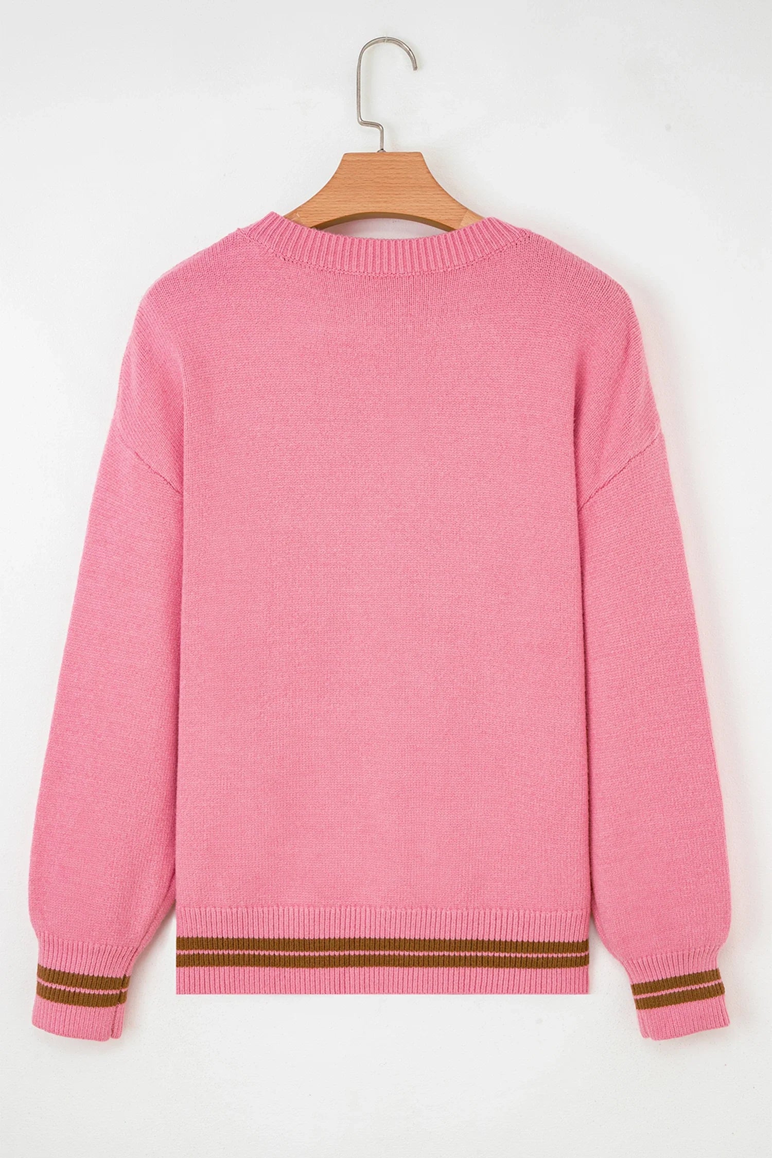 Western See You Cowboy Embroidered Stripe Cuff Sweater