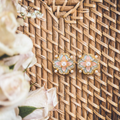 Beautiful Vintage Pastel and Pearl Stud Earrings