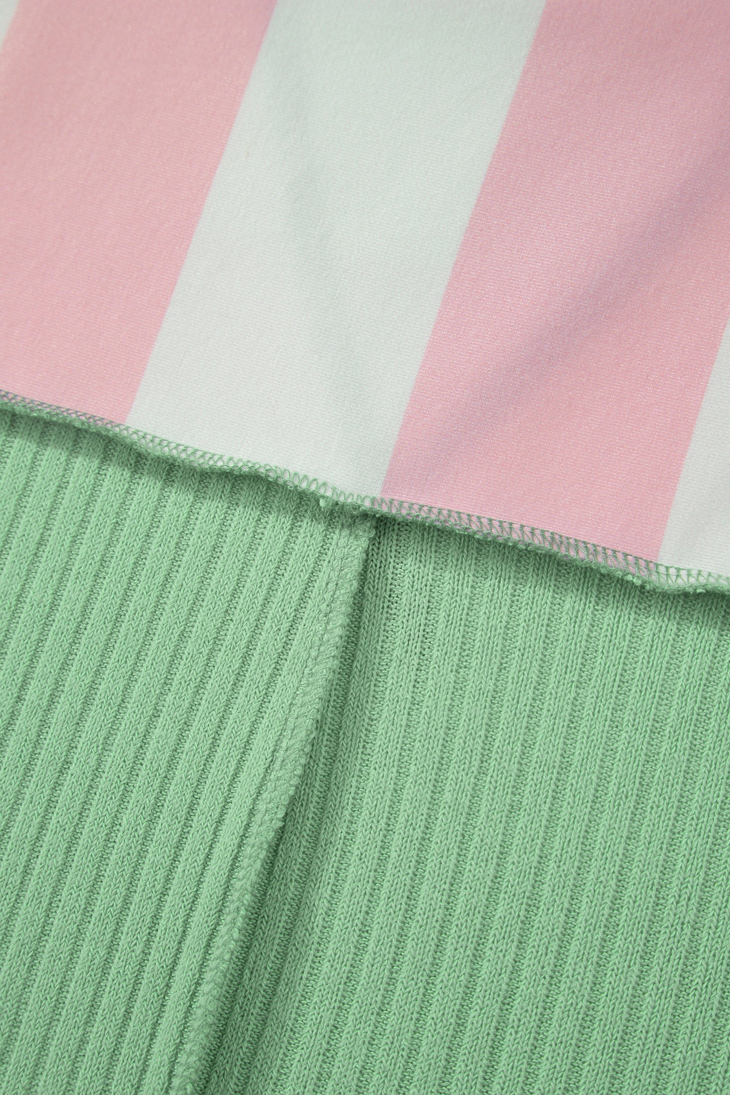 Stripe Exposed Seam Ribbed Patchwork Oversized Tee