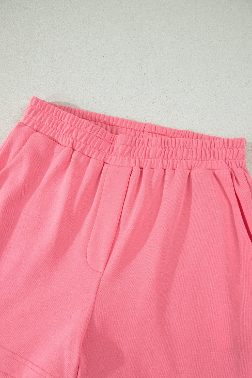 Solid Scalloped Ruffle Half Zip Top & Short Set