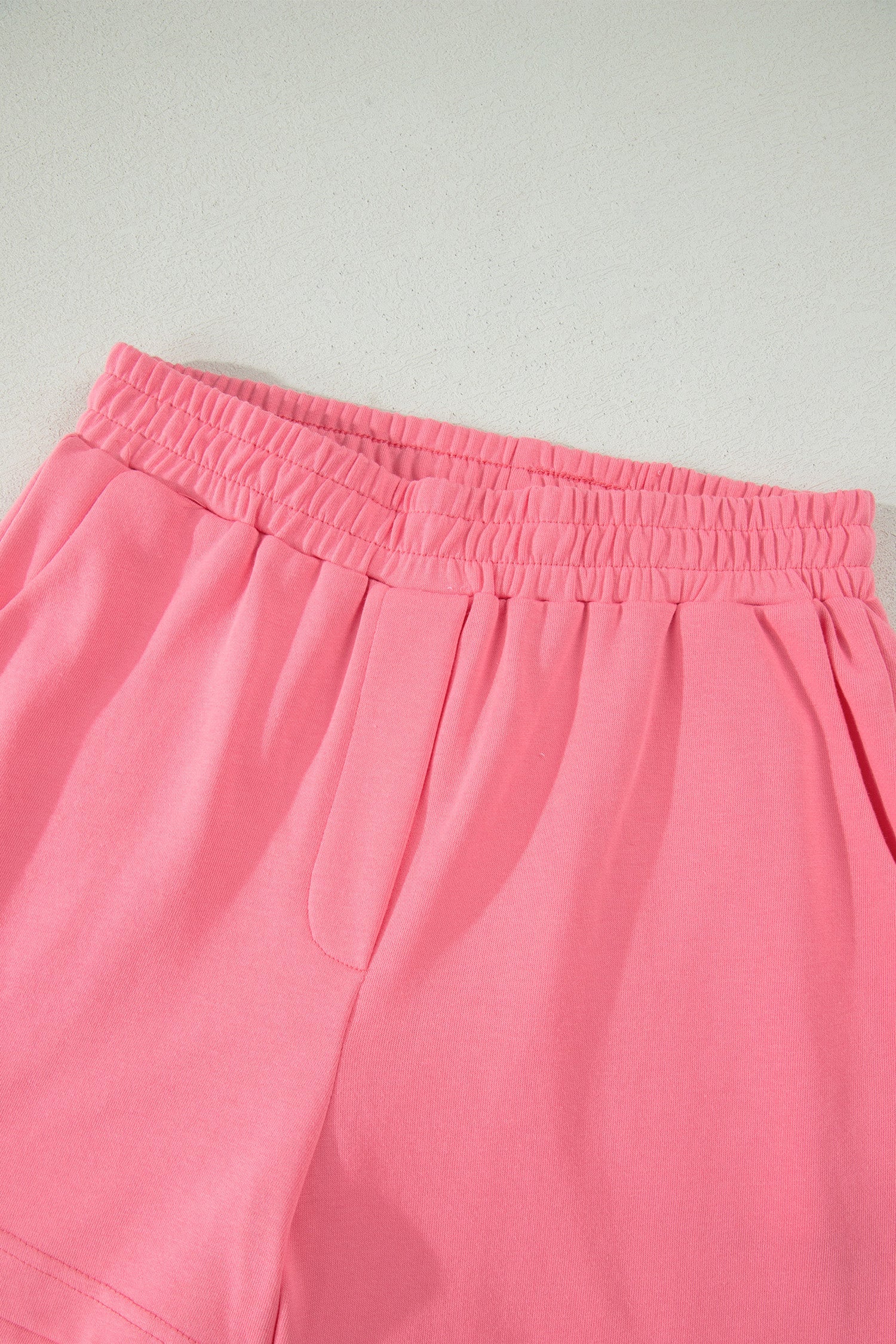 Solid Scalloped Ruffle Half Zip Top & Short Set