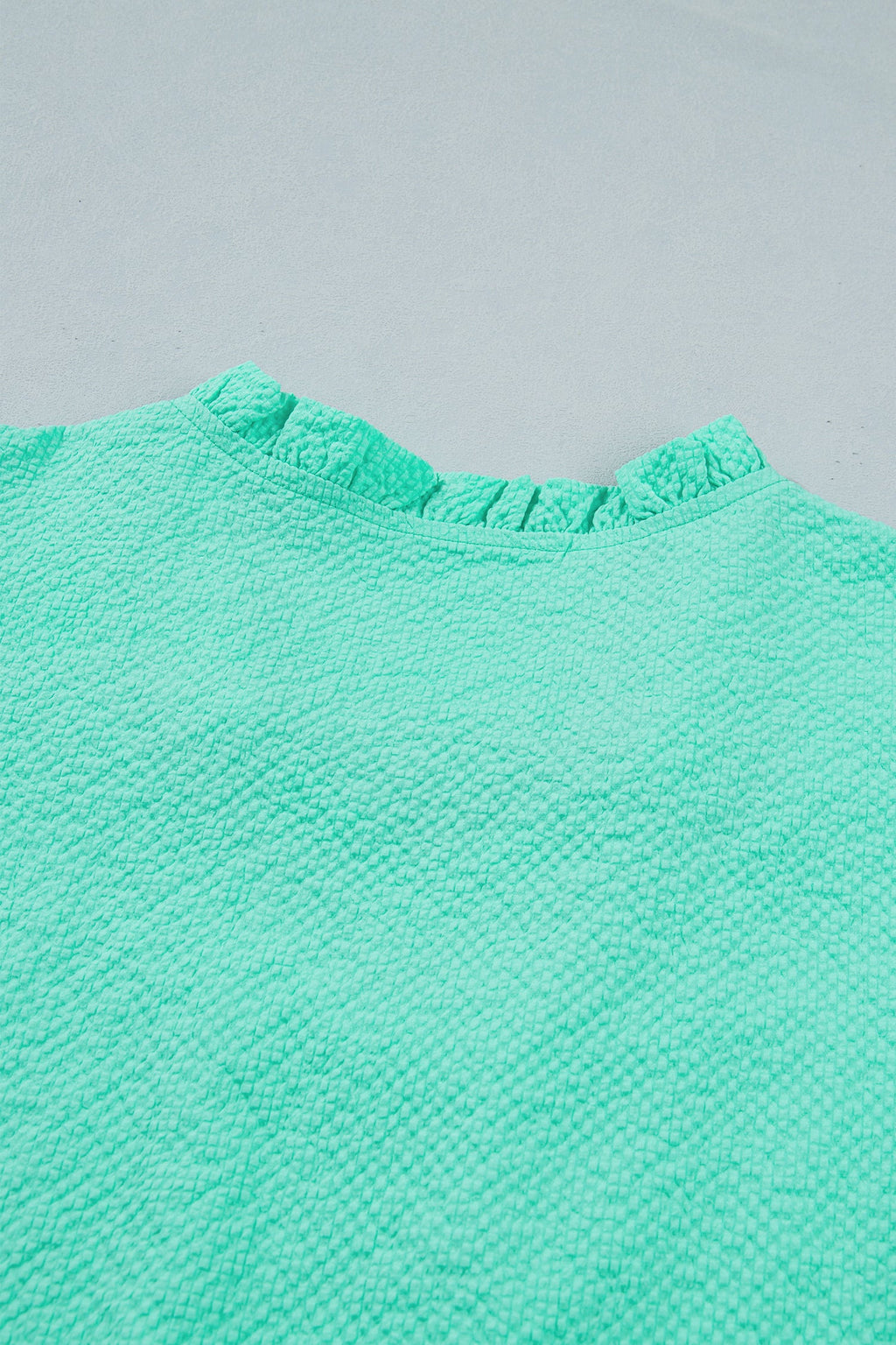 Flower Embroidered Puff Sleeve Frilled V-Neck Blouse